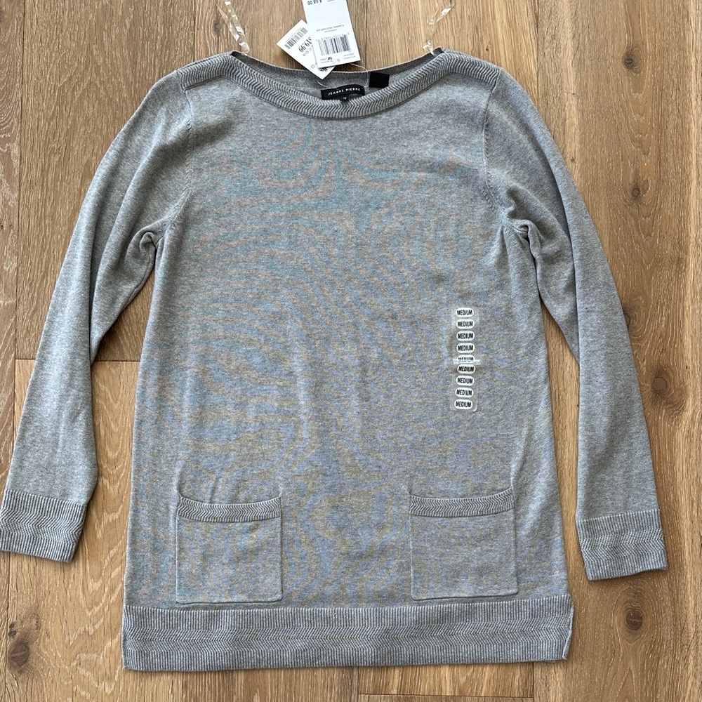 JEANNE PIERRE Gray Cotton Sweater